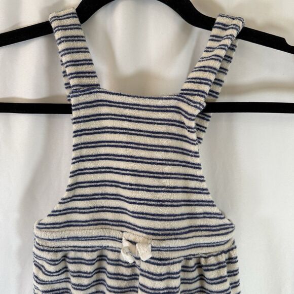 Janie and Jack Romper Boys 12-18 Months Blue White Striped Terry Cloth Button - Picture 2 of 9